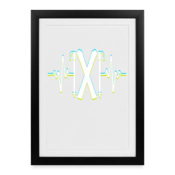 Ski Sports d’hiver Snowboard Biathlon Neige - Affiche encadrée (27 × 37 cm) - noir - Devant