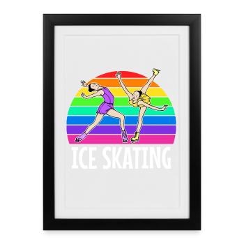 Ice skating Ice hockey Snowboard Winter sports Ice - Framed poster (27 × 37 cm) - black - Front