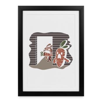 lapin tueur en série de carottes - Affiche encadrée (27 × 37 cm) - noir - Devant