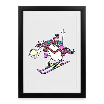 Hockey sur glace Sports d’hiver Ski Skieurs d’hiver - Affiche encadrée (27 × 37 cm) - noir - Devant