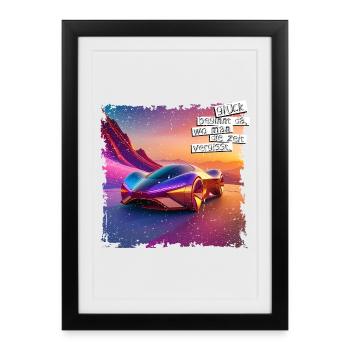 POSTER Lucky Saying | futuristic car - Framed poster (27 × 37 cm) - black - Front