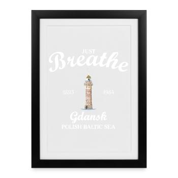 Danzig Leuchtturm, Durchatmen, Polen Zeichnung - Gerahmtes Poster (27 × 37 cm) - Schwarz - Vorne