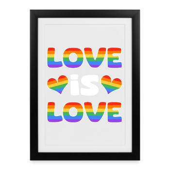 Love Is Love Pride Lettering - Framed poster (27 × 37 cm) - black - Front