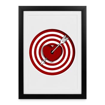 Arrow in the middle of the red heart on the target - Framed poster (27 × 37 cm) - black - Front