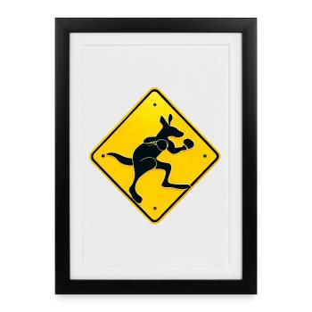 Boxe kangourou - Affiche encadrée (27 × 37 cm) - noir - Devant