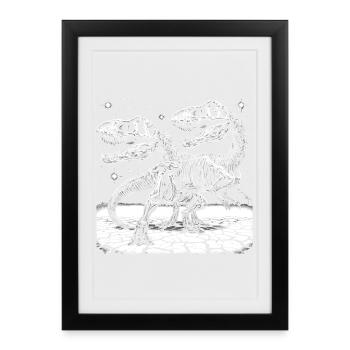 Black and white dinosaur skeletons for dinosaur fans - Framed poster (27 × 37 cm) - black - Front