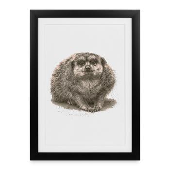 Meerkat sitting in the sand - Framed poster (27 × 37 cm) - black - Front