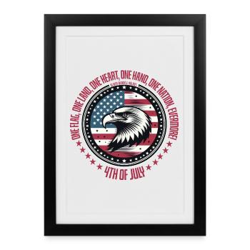 4 JUILLET, UN DRAPEAU, UN CŒUR ET UNE NATION, PATRIOTE - Affiche encadrée (27 × 37 cm) - noir - Devant