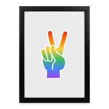 Signe de la Paix Arc-en-ciel - Affiche encadrée (27 × 37 cm) - noir - Devant