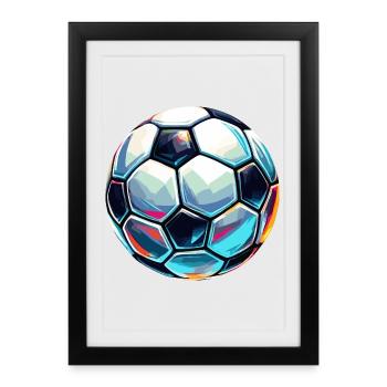Colourful shimmering football with light reflections - Framed poster (27 × 37 cm) - black - Front