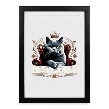 BKH British Shorthair Blue Cat King Chair - Framed poster (27 × 37 cm) - black - Front