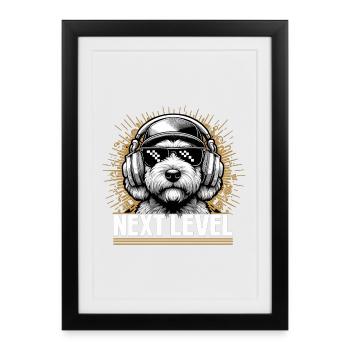 Goldendoodle Hip Hop Chien Cadeau de niveau supérieur - Affiche encadrée (27 × 37 cm) - noir - Devant