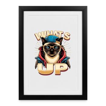 Chat siamois Whats Up Design - Affiche encadrée (27 × 37 cm) - noir - Devant