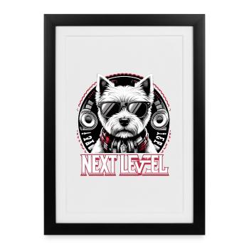 West Highland White Terrier Niveau supérieur Hip Hop - Affiche encadrée (27 × 37 cm) - noir - Devant