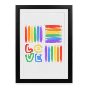 Art au pinceau arc-en-ciel - Affiche encadrée (27 × 37 cm) - noir - Devant