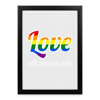 L’amour gagne dans un style arc-en-ciel - Affiche encadrée (27 × 37 cm) - noir - Devant