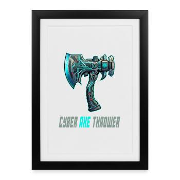 Hache à lancer une cyberhache, design sportif - Affiche encadrée (27 × 37 cm) - noir - Devant