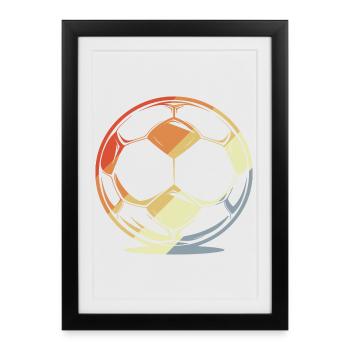 Football dans un style rétro - Affiche encadrée (27 × 37 cm) - noir - Devant