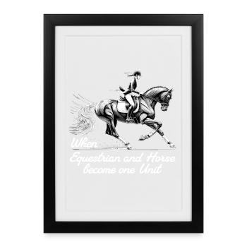 Cadeau d’unité de cheval de cavalier - Affiche encadrée (27 × 37 cm) - noir - Devant