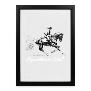 Cavalier Horse Girl Cadeau Horse Girl - Affiche encadrée (27 × 37 cm) - noir - Devant