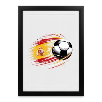 Viva Spanish Football, drapeau de l’Espagne - Affiche encadrée (27 × 37 cm) - noir - Devant