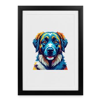 Chien de berger d’Anatolie Race Dessin animé Kawaii - Affiche encadrée (27 × 37 cm) - noir - Devant