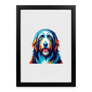 Bearded Collie Chien Race Coloré Dessin Animé Kawaii - Affiche encadrée (27 × 37 cm) - noir - Devant