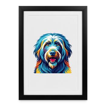 Berger Bergamasco Race Coloré Dessin Animé Kawaii - Affiche encadrée (27 × 37 cm) - noir - Devant