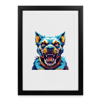 Cordoue Chien de combat Race Coloré Dessin animé Kawaii - Affiche encadrée (27 × 37 cm) - noir - Devant