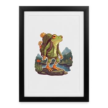 Trailbound Frog Adventurer Mountains - Gerahmtes Poster (27 × 37 cm) - Schwarz - Vorne