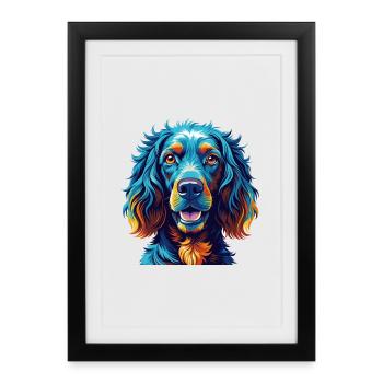 Épagneul d’eau irlandais race de chien dessin animé Kawaii - Affiche encadrée (27 × 37 cm) - noir - Devant