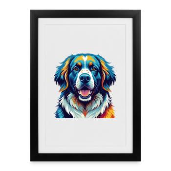 Great Pyrenees Dog Breed Colorful Cartoon Kawaii - Framed poster (27 × 37 cm) - black - Front