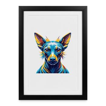 Inca sans poils chien race dessin animé coloré Kawaii - Affiche encadrée (27 × 37 cm) - noir - Devant