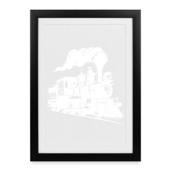 Dampflokomotive Grafik - Gerahmtes Poster (27 × 37 cm) - Schwarz - Vorne