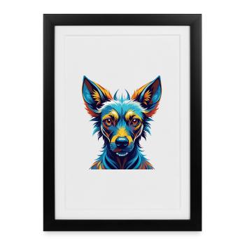 Xoloitzcuintli Dog Breed Colorful Cartoon Kawaii - Framed poster (27 × 37 cm) - black - Front