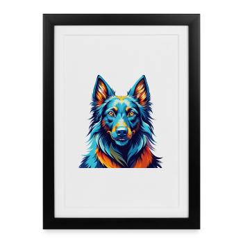 Belge Groenendael Race Chien Dessin Animé Kawaii - Affiche encadrée (27 × 37 cm) - noir - Devant