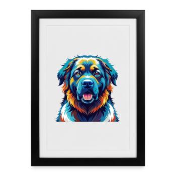 Caucasian Shepherd Dog Breed Cartoon Kawaii - Framed poster (27 × 37 cm) - black - Front