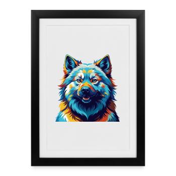 Eurasier Dog Breed Colorful Cartoon Kawaii - Framed poster (27 × 37 cm) - black - Front
