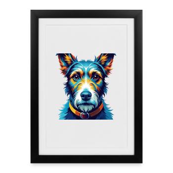 Fox Terrier Smooth Dog Breed Cartoon Kawaii - Framed poster (27 × 37 cm) - black - Front