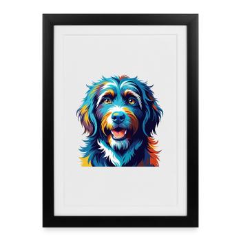 Frisian Water Dog Breed Colorful Cartoon Kawaii - Framed poster (27 × 37 cm) - black - Front
