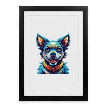 Kromfohrlander Dog Breed Colorful Cartoon Kawaii - Framed poster (27 × 37 cm) - black - Front
