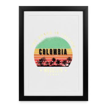 Design de plage de palmiers de Medellin Columbia - Affiche encadrée (27 × 37 cm) - noir - Devant