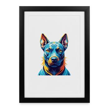 Blue Thai Ridgeback Dog Breed Cartoon Kawaii - Framed poster (27 × 37 cm) - black - Front
