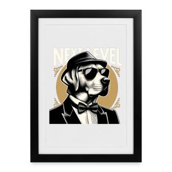 Dudley Labrador Tuxedo Suit Next Level Gift - Framed poster (27 × 37 cm) - black - Front