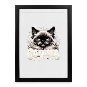 Sacred Birman Cat Birman Cat Gangsta Gift - Framed poster (27 × 37 cm) - black - Front