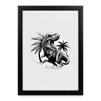 Roaring T-Rex Dinosaur Gift - Framed poster (27 × 37 cm) - black - Front