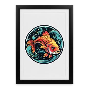 Illustration de poisson - Affiche encadrée (27 × 37 cm) - noir - Devant