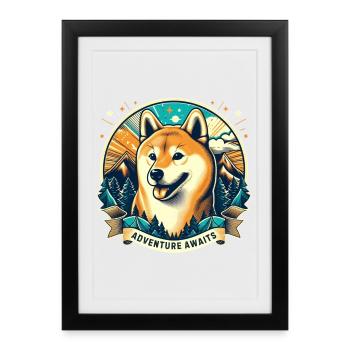 Shiba inu - Affiche encadrée (27 × 37 cm) - noir - Devant