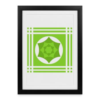 Geometric play of colours in green - Framed poster (27 × 37 cm) - black - Front