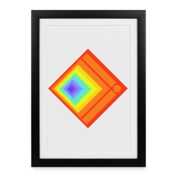 Geometric plays of colours and patterns - Framed poster (27 × 37 cm) - black - Front